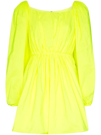 Valentino Ruffled Technical Taffeta Mini Dress In Yellow