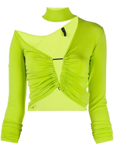 Ben Taverniti Unravel Project Cropped Asymmetric Stretch Jersey Top In Green