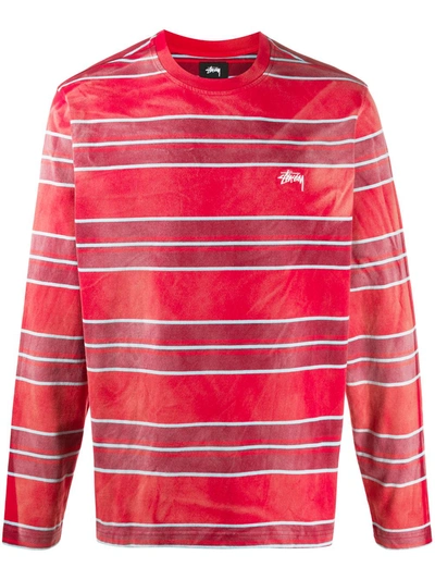 Stussy Striped Sweatshirt In Red