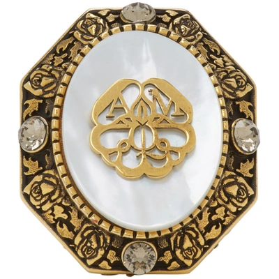 Alexander Mcqueen Gold Charm Seal Ring In 8270 0448+m