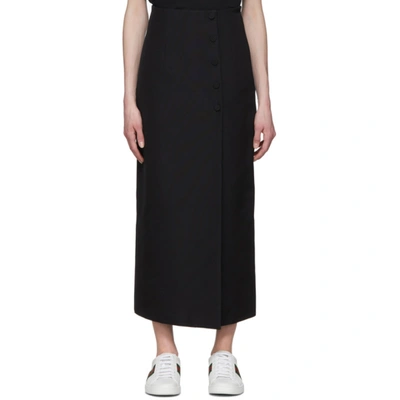 Gucci Black Faille Slit Skirt In 1000 Black