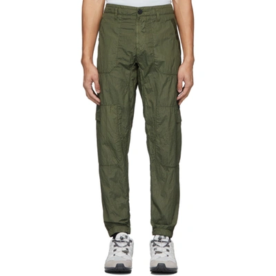 Stone Island Seersucker Cargo Trousers In Green