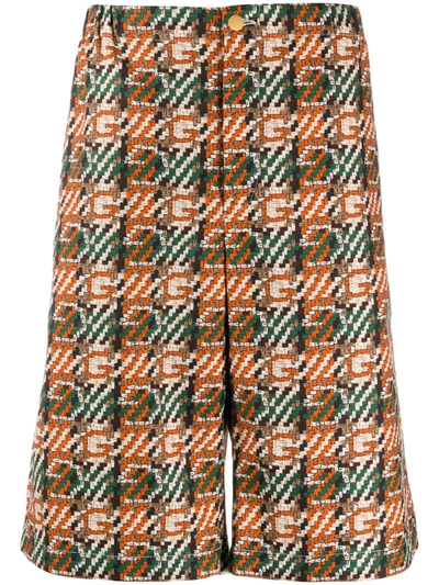 Gucci G Print Woven Shorts In Orange
