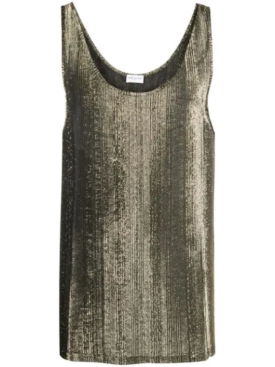 Saint Laurent Metallic Sleeveless Jersey Waistcoat In Gold