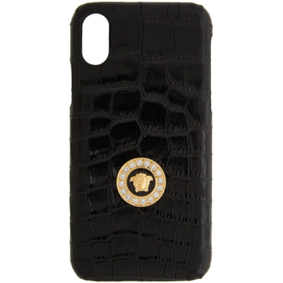Versace 黑色 Medusa Iphone X Css 鳄鱼纹手机壳 In D41oh Black