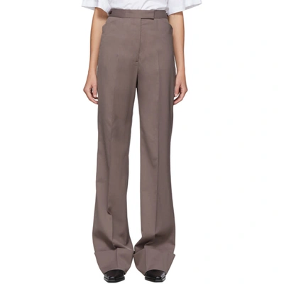 Lemaire Taupe Wool Straight Trousers In 936 Iron