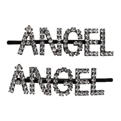 Ashley Williams Black And Transparent Angel Hair Clip Set In Crystal