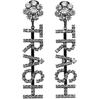 Ashley Williams Black And Transparent Trash Drop Earrings In Crystal