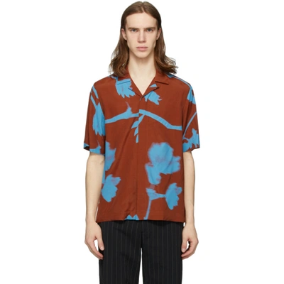 Paul Smith Men's Floral Camp Shirt In Rust Shadow