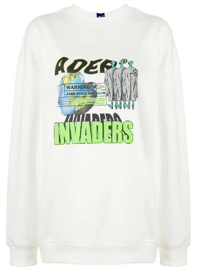 Ader Error Invaders Sweatshirt In White