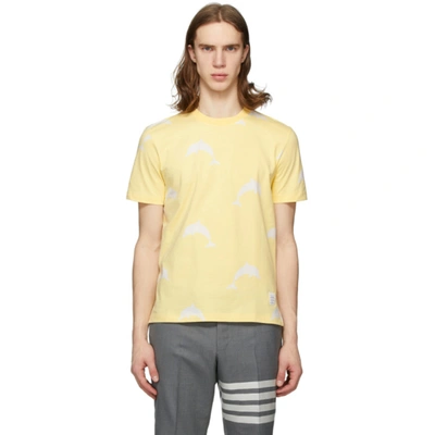Thom Browne Allover Dolphin Icon Print Tee In 740 Yellow