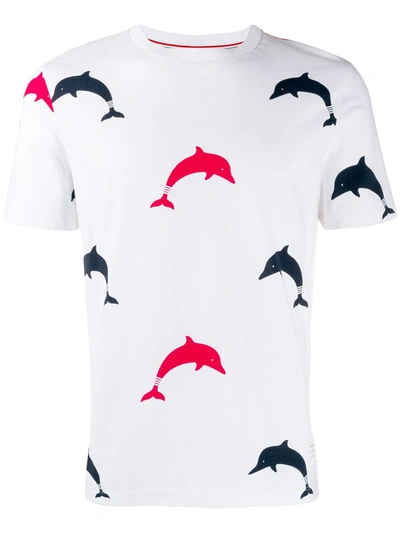 Thom Browne 白色 Rbw All Over Dolphin Icon T 恤 In White
