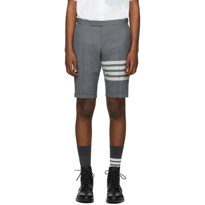 Thom Browne Medium Grey Plain Weave Suiting 4-bar Shorts In 035 Med Grey