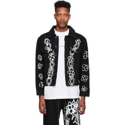 Liam Hodges Alfie Chain Print Denim Jacket In Black