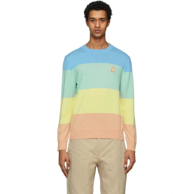 Maison Kitsuné Maison Kitsune Multicolor Merino Rainbow Stripe Sweater In Pss Pastel