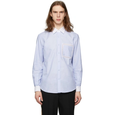 Burberry Blue Lace Detail Oxford Shirt In Pale Blue