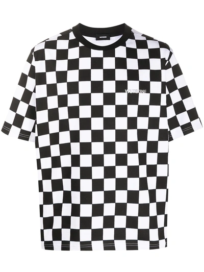 We11 Done We11done White Checkerboard T-shirt In Black