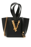 Versace Virtus Mini Bucket Bag In Black