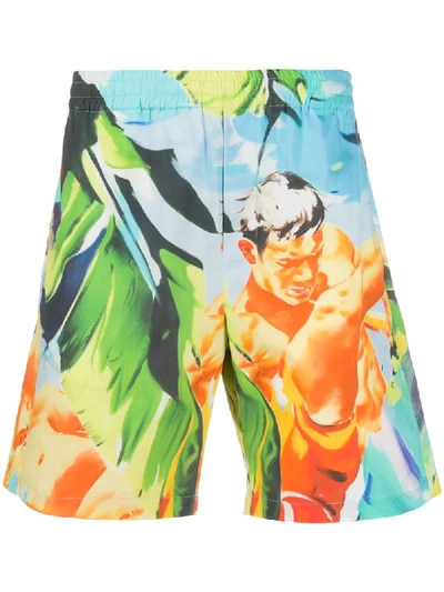 Msgm Holiday-print Swim Shorts In Blue