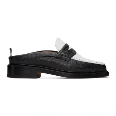 Thom Browne Two-tone Leather Penny Loafers In 980 Blkwht