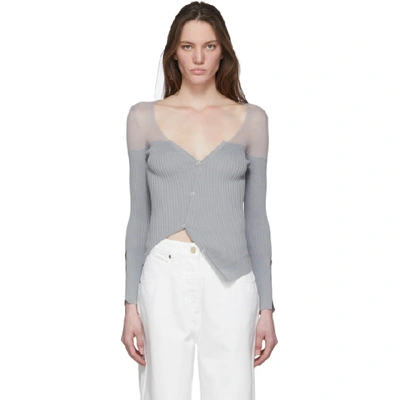 Jacquemus Le Cardigan Ribbed Cotton-blend Sweater In Grey
