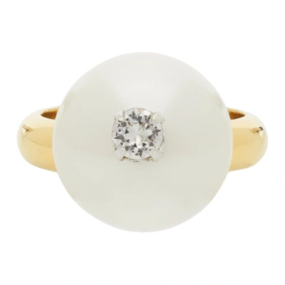 Simone Rocha Gold Pearl Ring In Pearl/gold