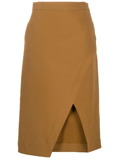 Victoria Victoria Beckham Wrap Front Skirt In Neutrals