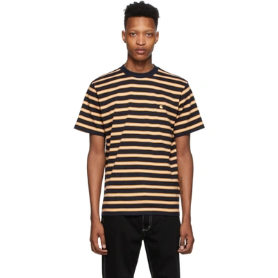 Carhartt Oakland Stripe T-shirt In 1cst Nvy/or
