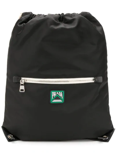 Prada Drawstring Backpack In Black