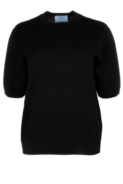 Prada Short Sleeves Pullover In Black