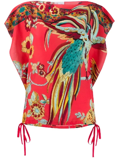Red Valentino Bird Of Paradise Print Blouse In Multicolor