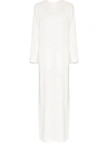 Saint Laurent Flared Sleeve Linen Maxi Dress In White