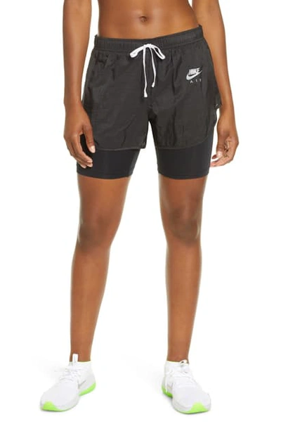 Nike Air 2-in-1 Running Shorts In Black/ White/ Silver