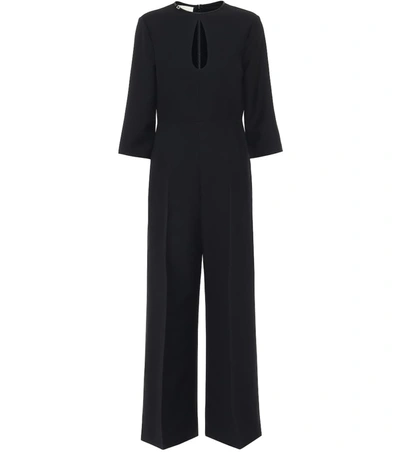 Gucci Keyhole Wool & Silk Crepe Cady Crop Jumpsuit In Black