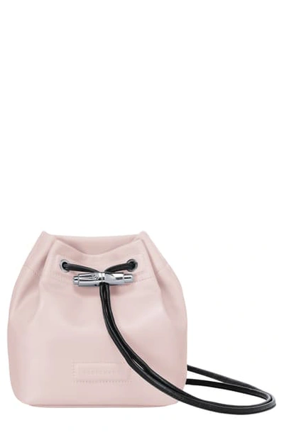Longchamp Mini Roseau Lambskin Leather Bucket Bag In Powder