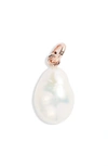 Monica Vinader Nura Baroque Pearl Necklace Enhancer In 18k Rose Gold