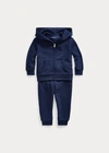 Polo Ralph Lauren Babies' French Terry Hoodie & Pant Set In Light Grey Heather