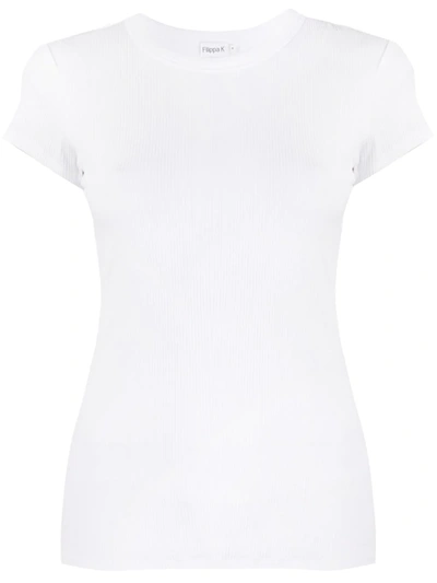 Filippa K Cotton Stretch Scoop Neck Short Sleeve In White