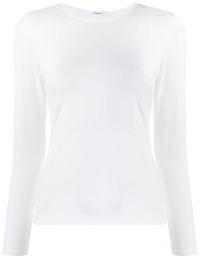 Filippa K White Raw Edge Long Sleeve T-shirt