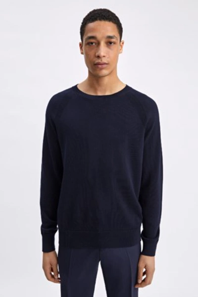 Filippa K Cotton Cashmere Knitted Sweatshirt In Navy