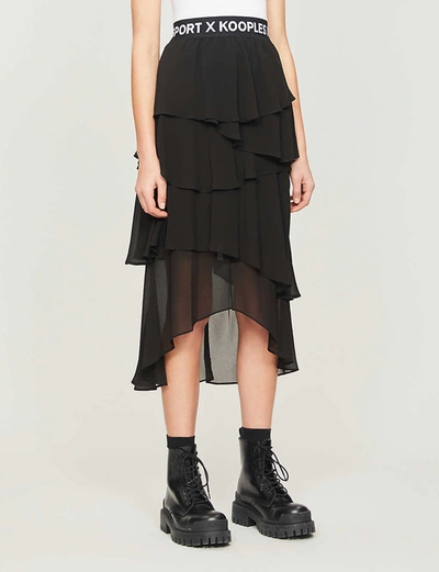 The Kooples Sport Long Frilly Skirt With Logo Band