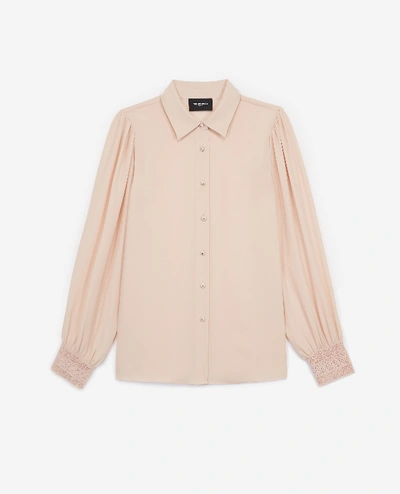 The Kooples Smart Light Pink Shirt With Lace And Cuffs In Nude