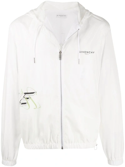 Givenchy Giacca A Vento In Nylon Con Logo E Stampa Floreale In White