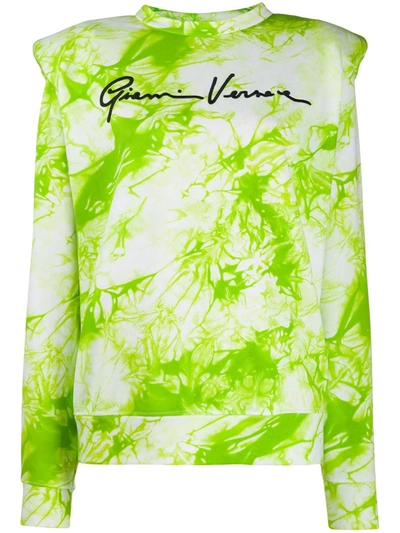 Versace Tie-dye Cotton Sweatshirt In Green