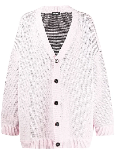 Raf Simons Cardigan Oversize In Misto Cotone In Pink