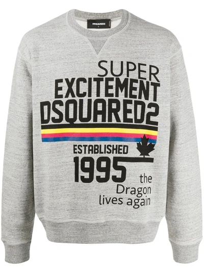 Dsquared2 Logo And Text Cotton Sweatshirt In Grey