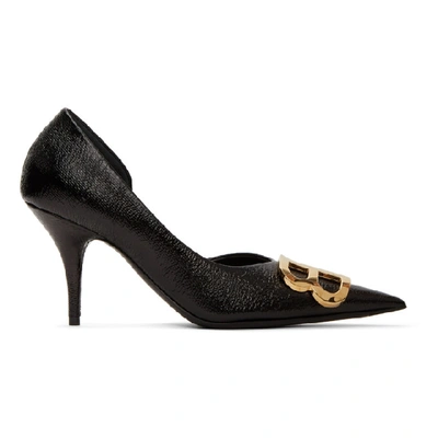 Balenciaga Bb Leather D'orsay Pumps In Black/gold