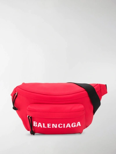 Balenciaga Wheel Logo Nylon Belt Pack In Red