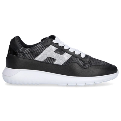 Hogan Low-top Trainers H371 Calfskin Fabric Mix Logo Black-combo