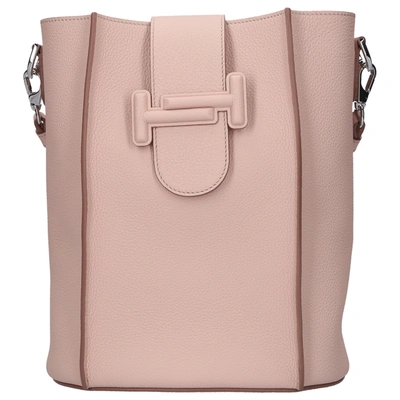 Tod's Women Handbag Double T Deerskin Logo Pink